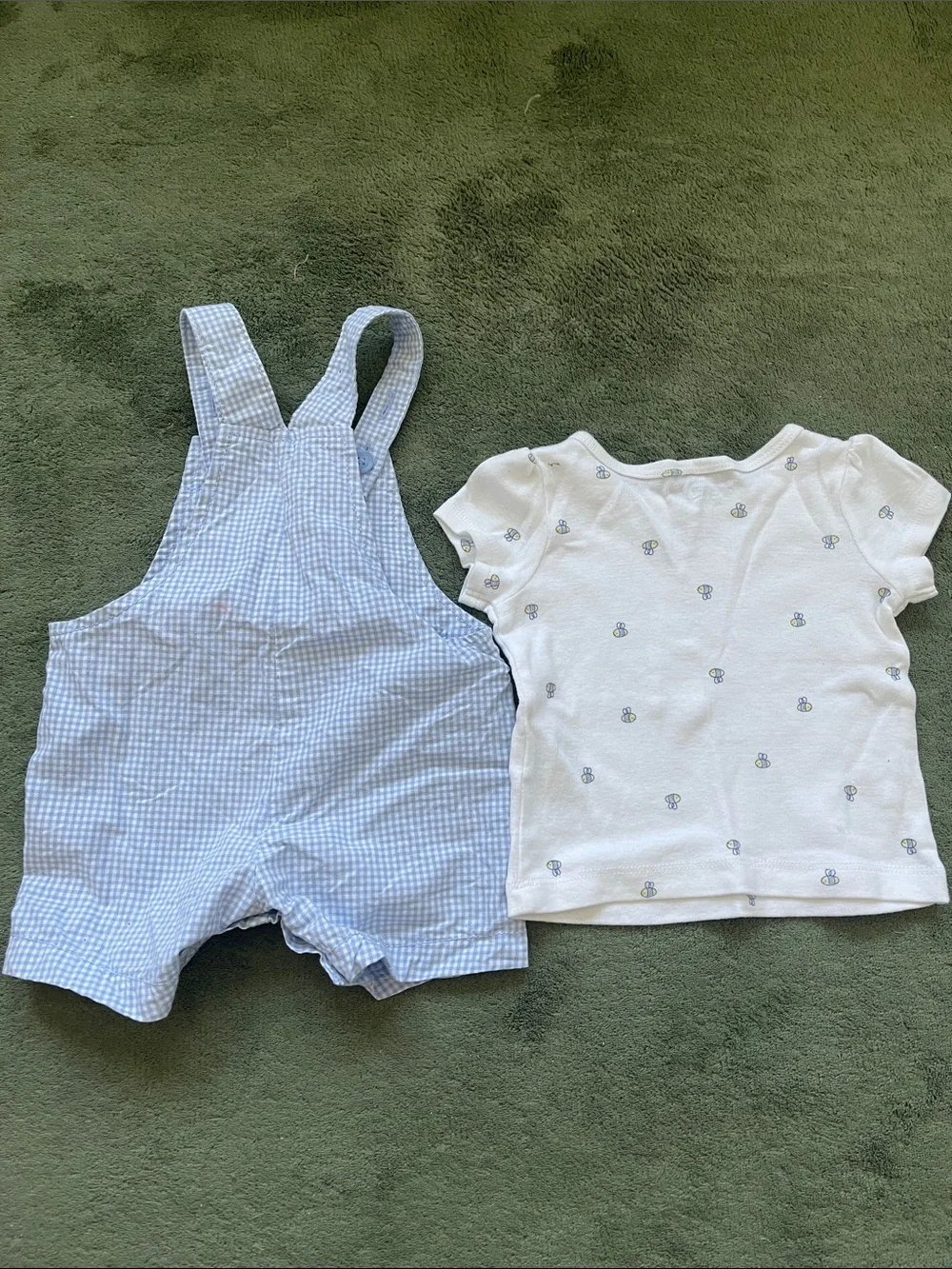 Carter’s Just One You Gingham Overalls & Bumble Bee Tee Set - Picture 2 of 3